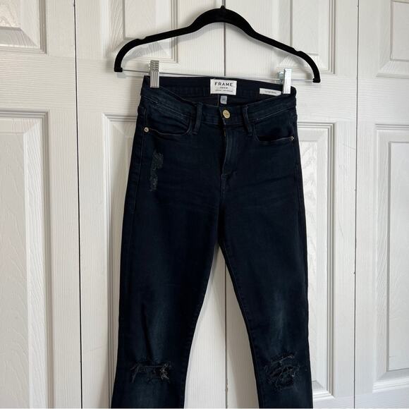 Frame Le High Distressed Skinny Jeans In Portofino Sz 25 - Picture 7 of 9